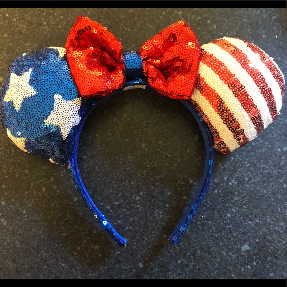 Disney Parks Minnie Ears -patriotic red white blue